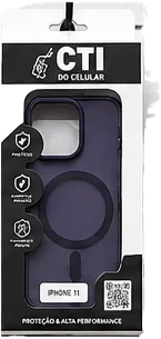Capinha CTI roxa para iPhone 11 na embalagem